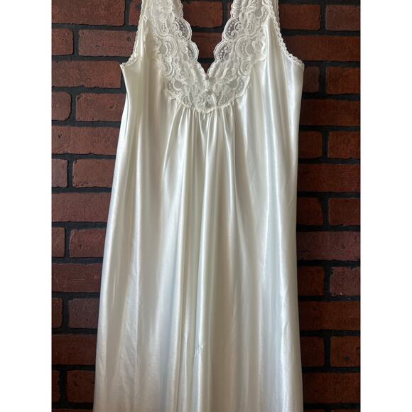 Vintage White Lace Nightgown Sleeveless Sleep Dress Large Romantic Made in USA - Picture 3 of 16